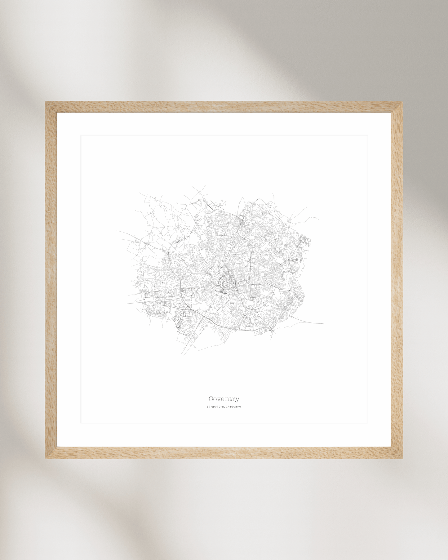 Coventry - Minimalist City Map - Fine Art Print - White