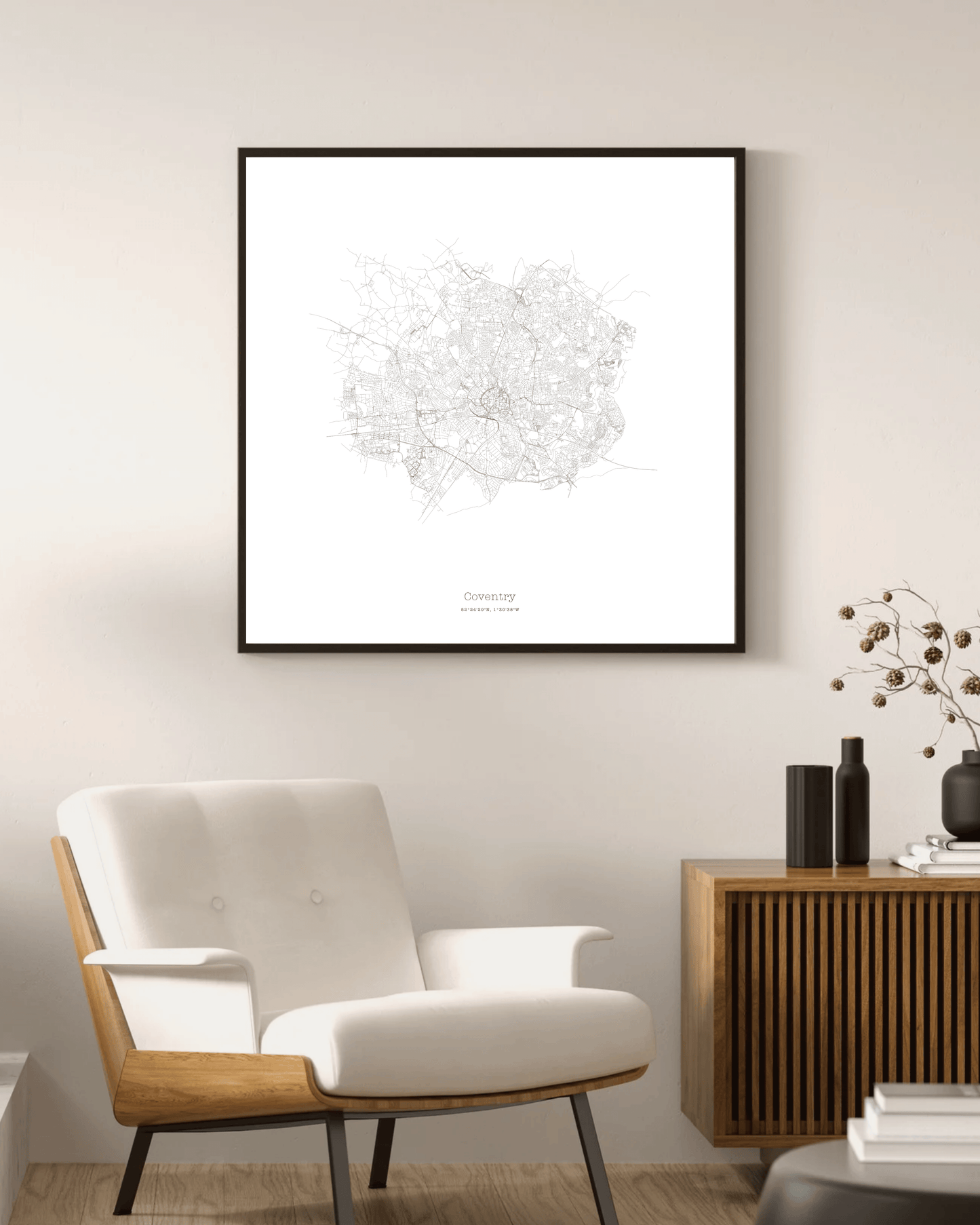 Coventry - Minimalist City Map - Fine Art Print - White