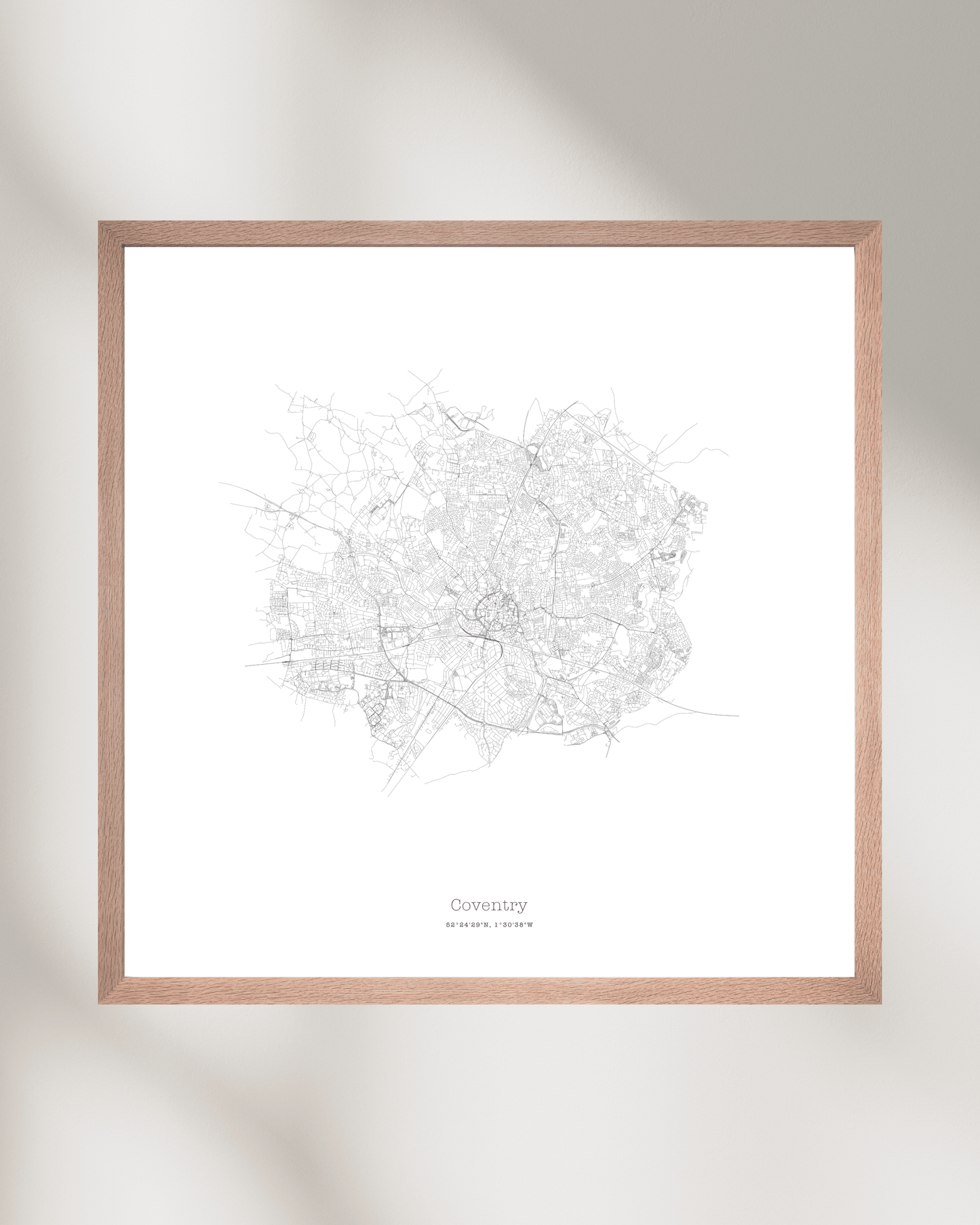 Coventry - Minimalist City Map - Fine Art Print - White