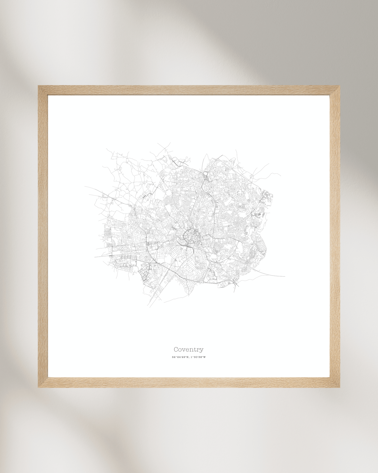 Coventry - Minimalist City Map - Fine Art Print - White