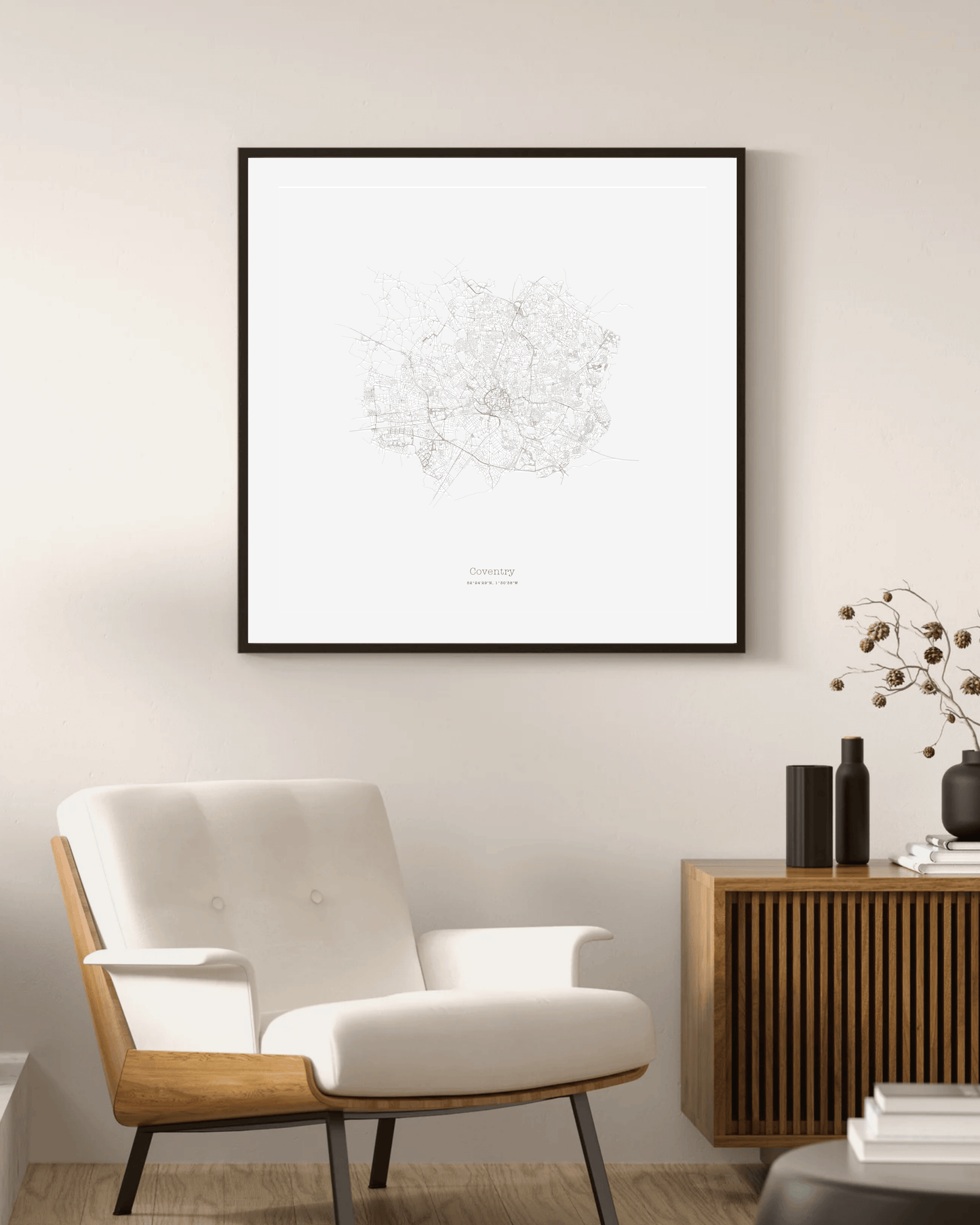 Coventry - Minimalist City Map - Fine Art Print - White