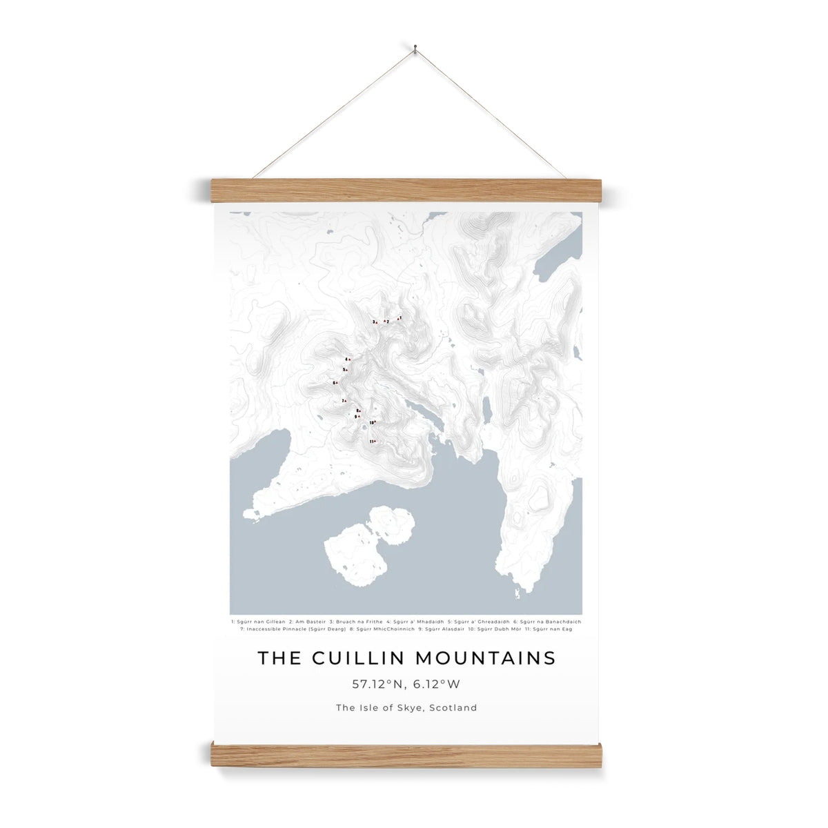 The Cuillin Mountains - Contour Map Print