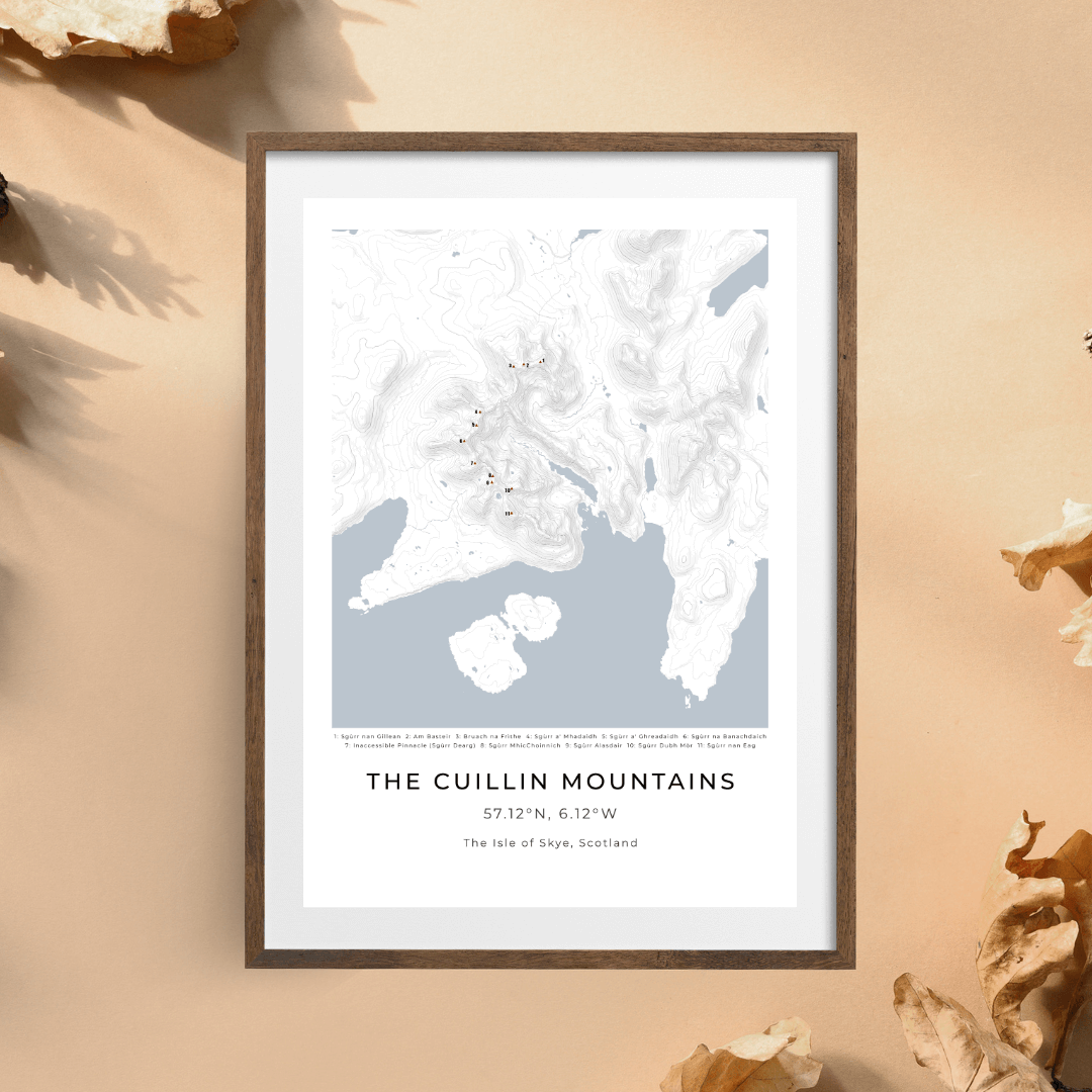 The Cuillin Mountains - Contour Map Print