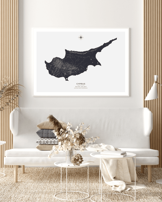 Cyprus - Fine Art Map - Deep Blue