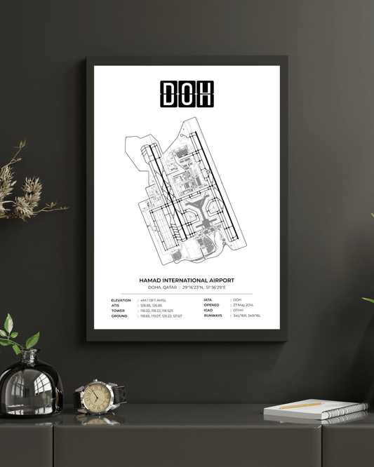 DOH - Hamad International Airport Map Print - Doha, Qatar