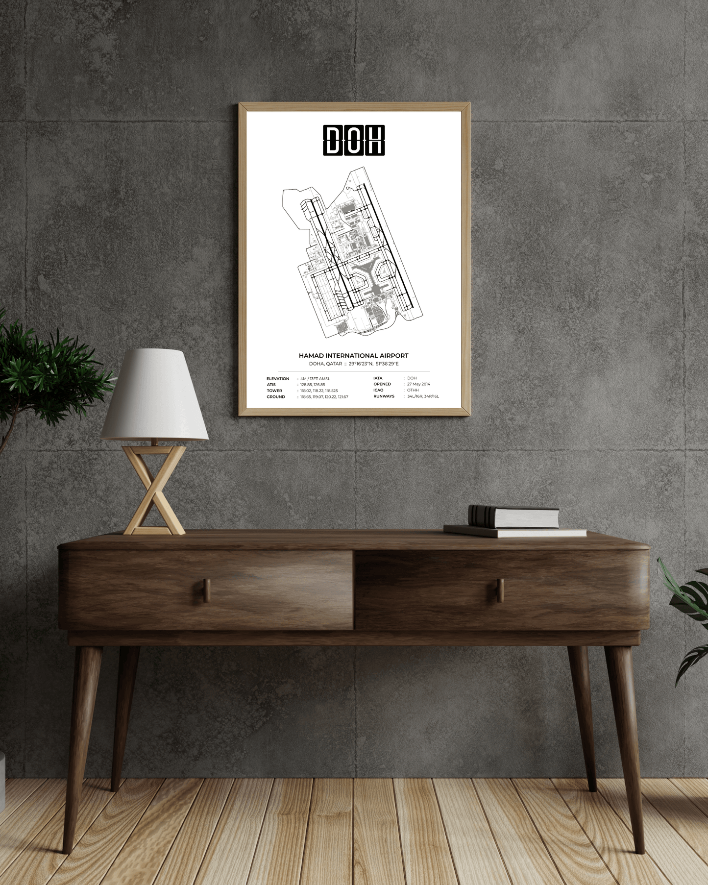 DOH - Hamad International Airport Map Print - Doha, Qatar