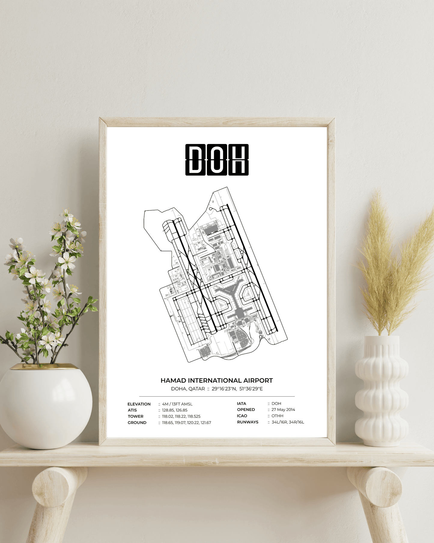 DOH - Hamad International Airport Map Print - Doha, Qatar