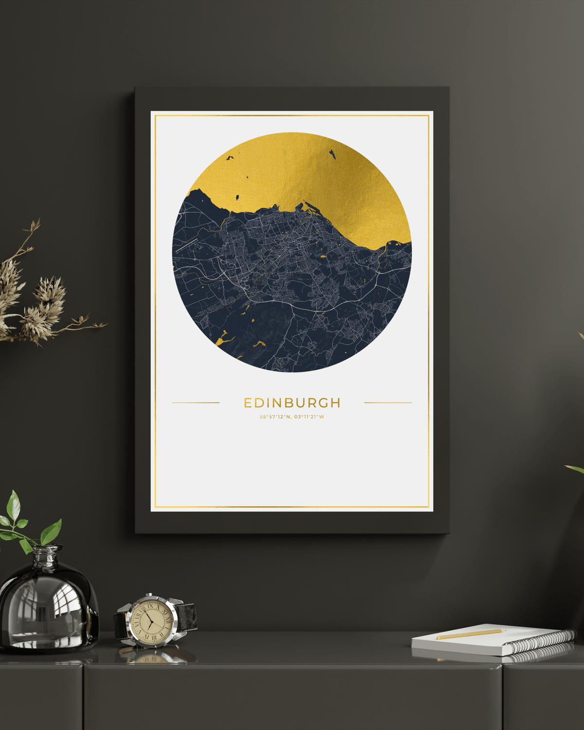 Edinburgh - Gold Fine Art Map Print