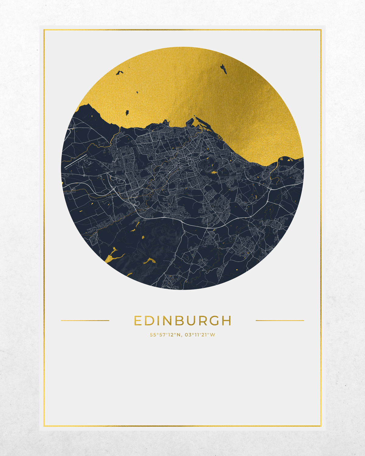 Edinburgh - Gold Fine Art Map Print