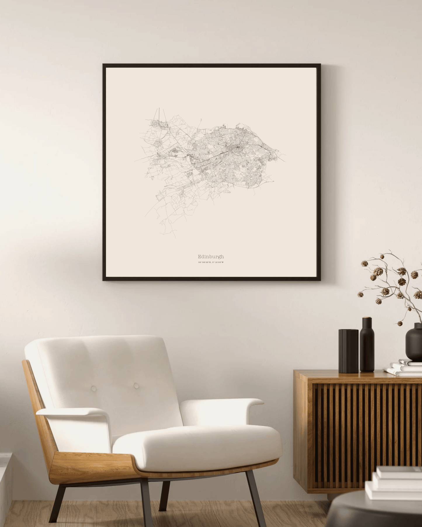 Edinburgh - Minimalist City Map - Fine Art Print - Taupe