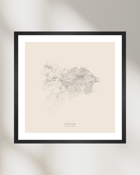 Edinburgh - Minimalist City Map - Fine Art Print - Taupe