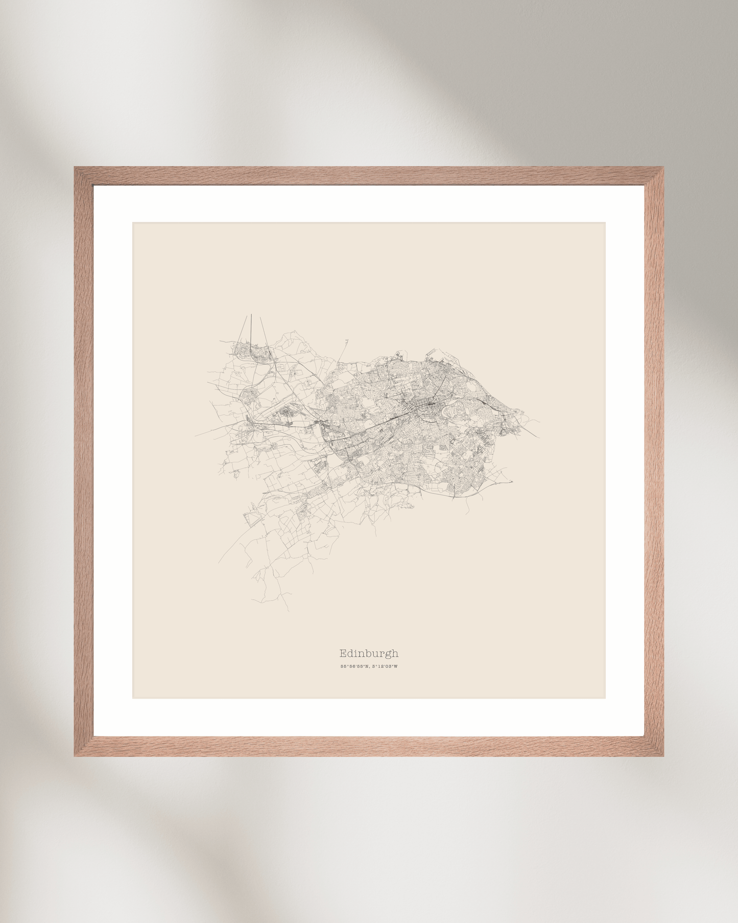 Edinburgh - Minimalist City Map - Fine Art Print - Taupe