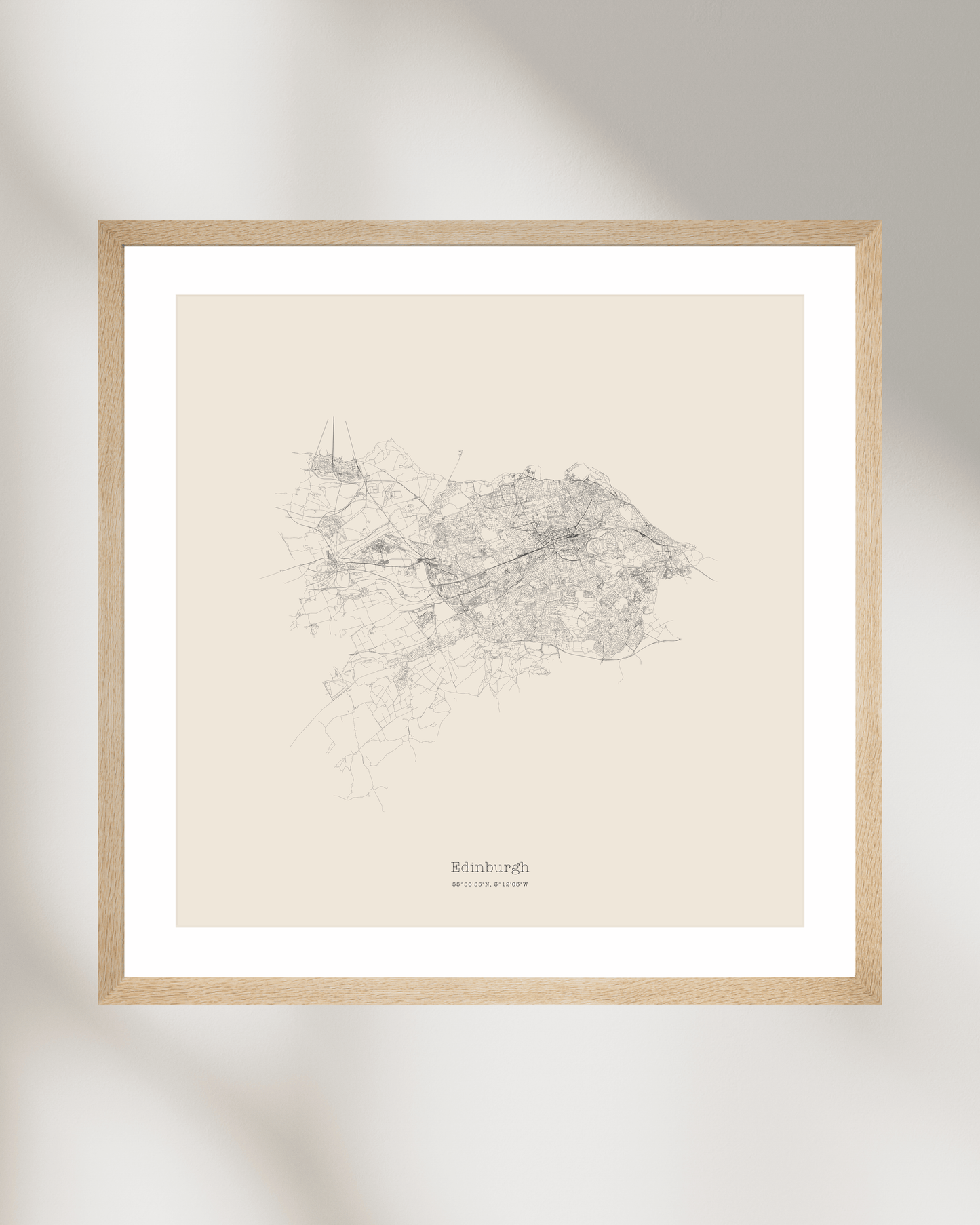 Edinburgh - Minimalist City Map - Fine Art Print - Taupe