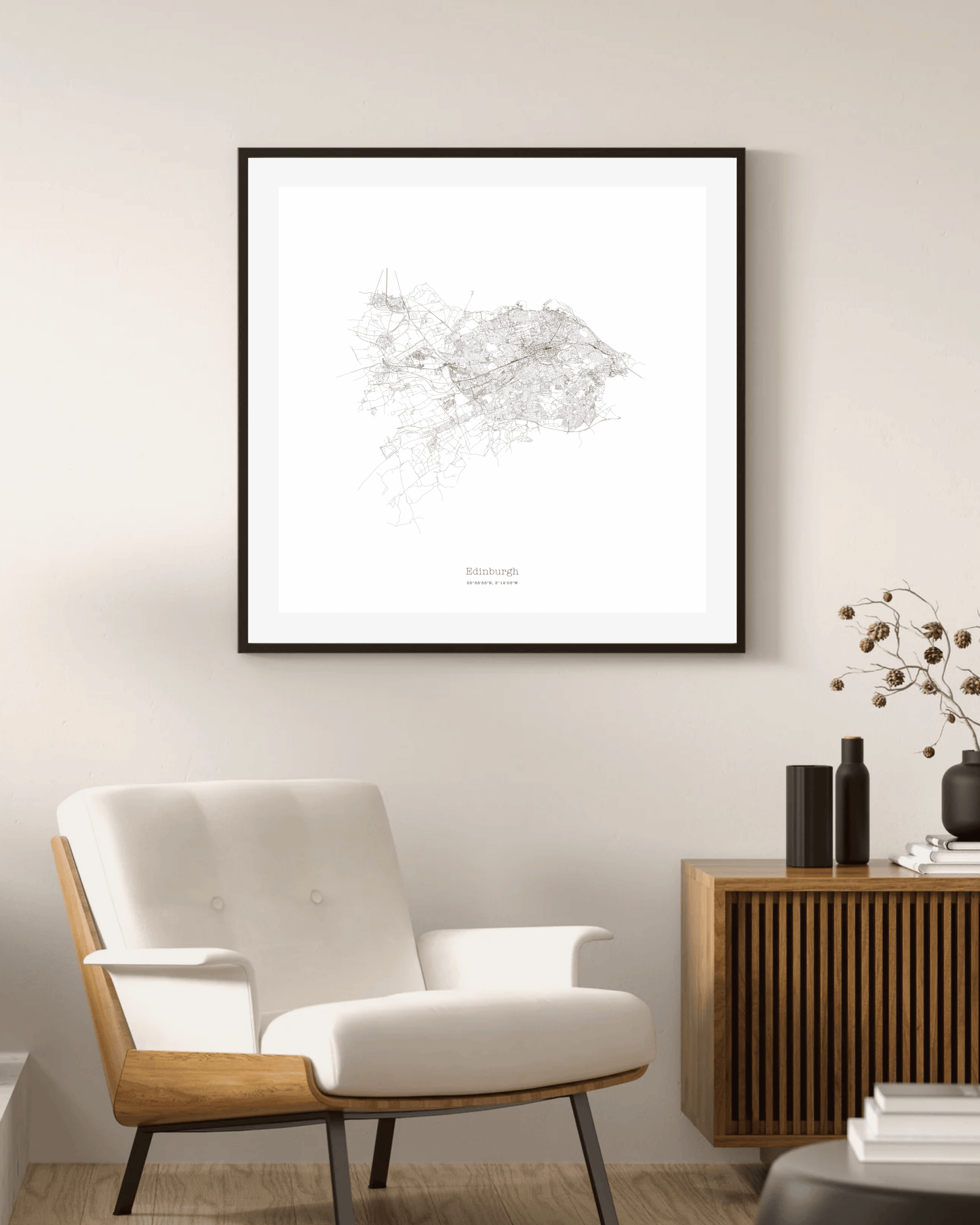 Edinburgh - Minimalist City Map - Fine Art Print - White