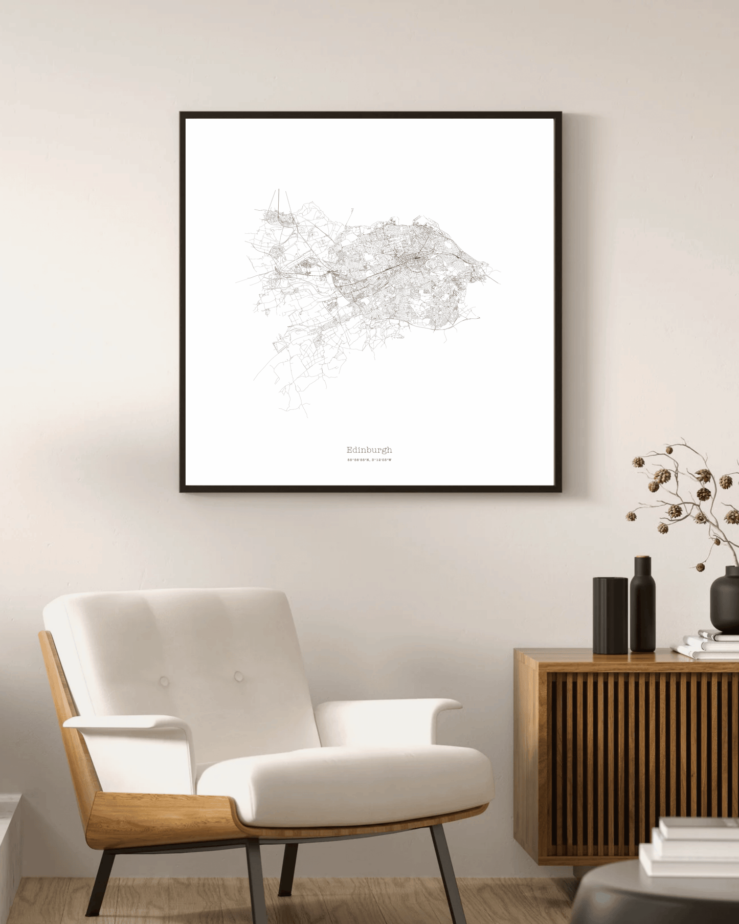 Edinburgh - Minimalist City Map - Fine Art Print - White