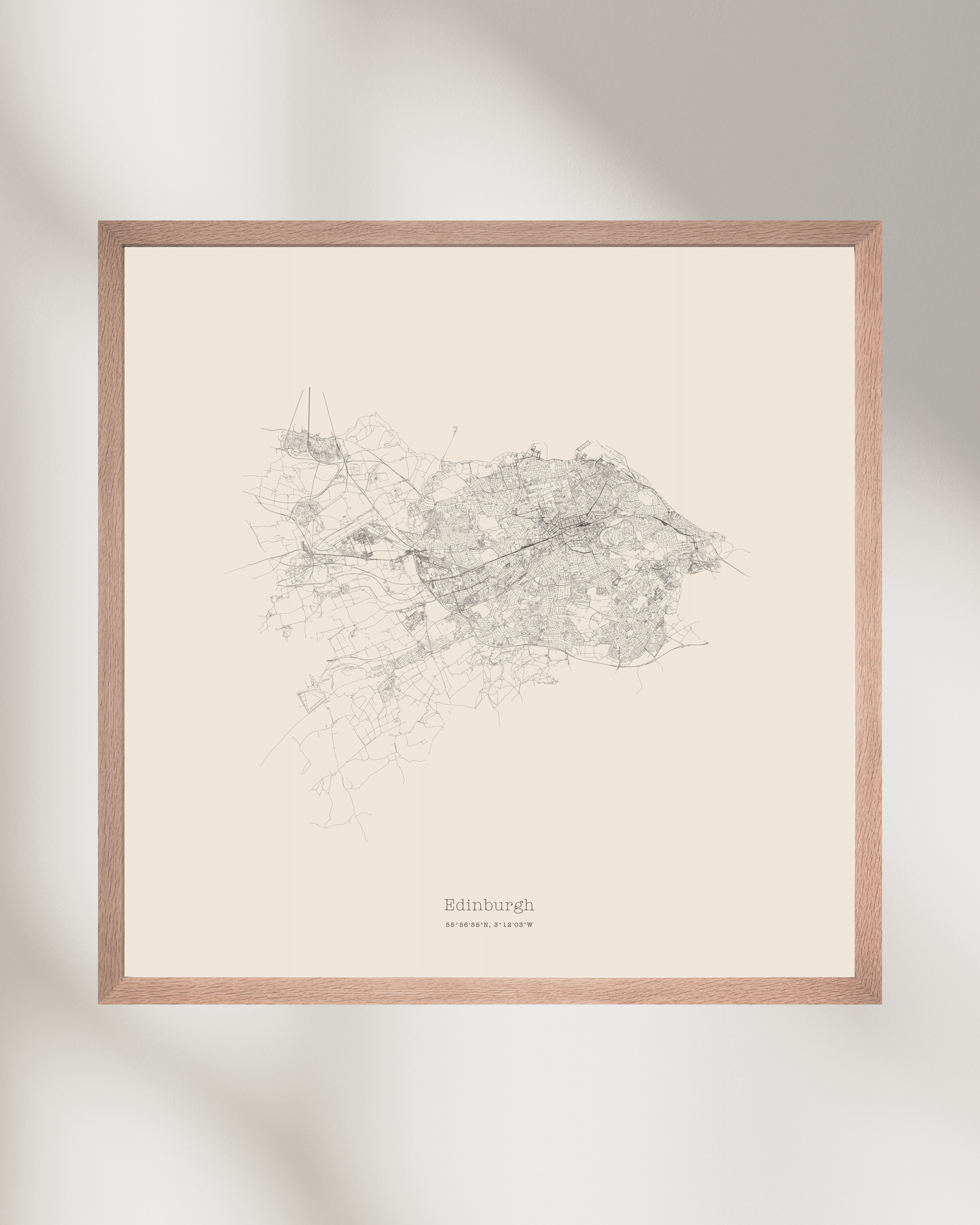 Edinburgh - Minimalist City Map - Fine Art Print - Taupe