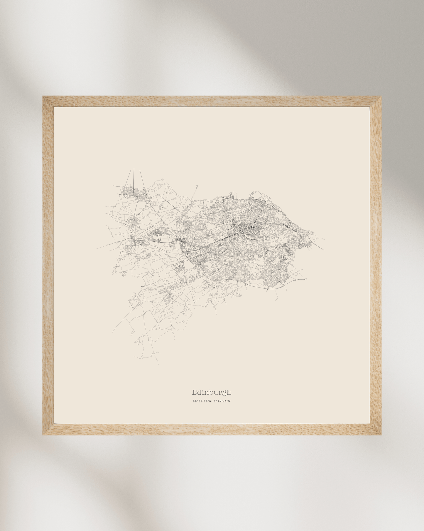 Edinburgh - Minimalist City Map - Fine Art Print - Taupe
