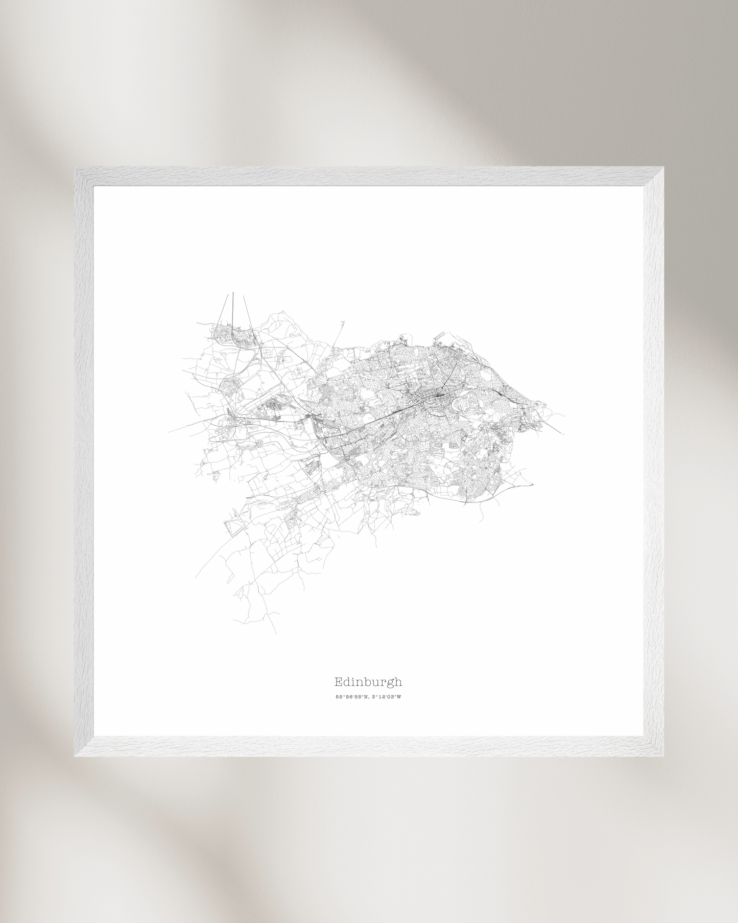 Edinburgh - Minimalist City Map - Fine Art Print - White