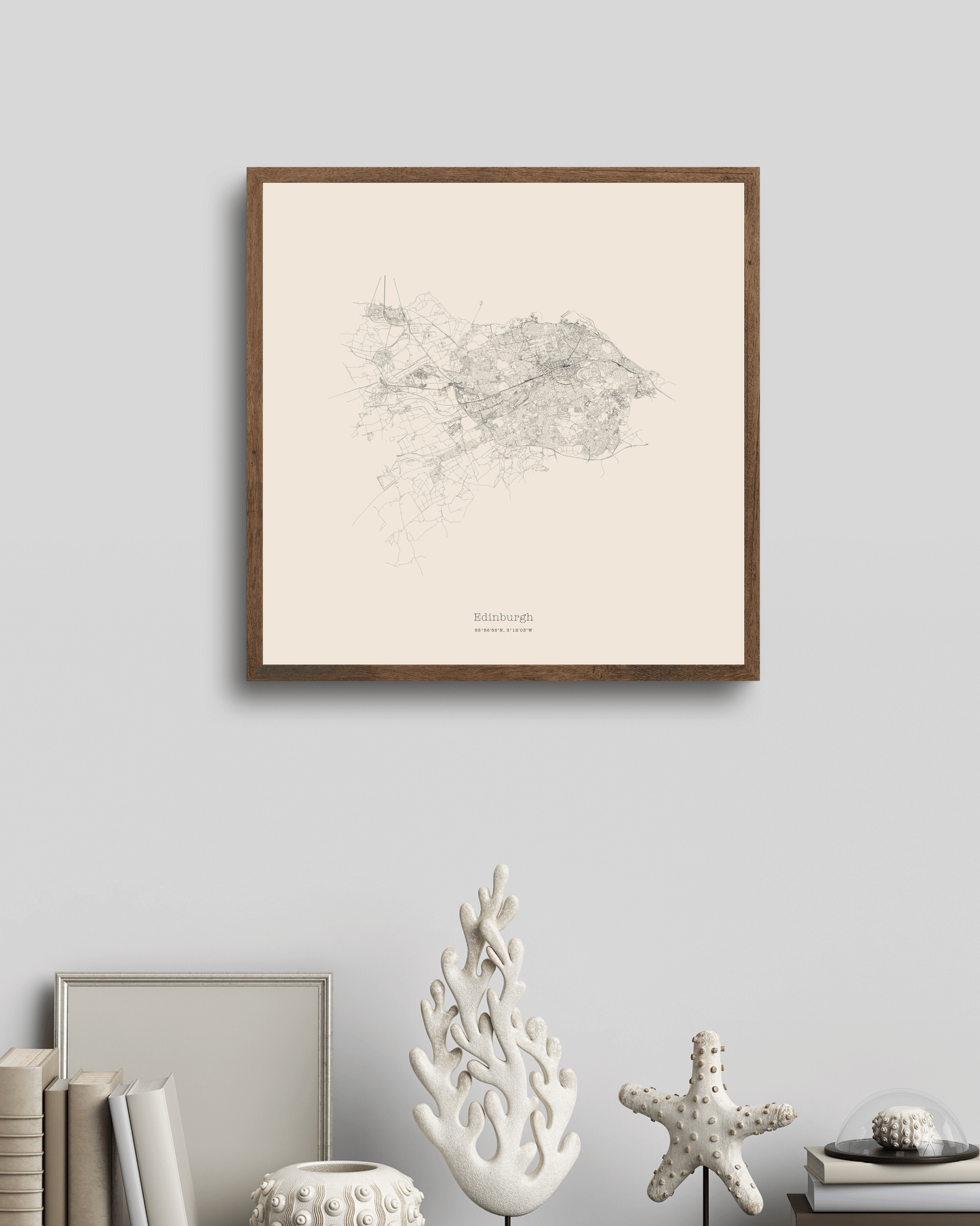 Edinburgh - Minimalist City Map - Fine Art Print - Taupe