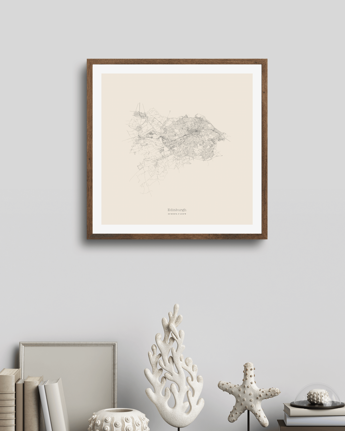 Edinburgh - Minimalist City Map - Fine Art Print - Taupe
