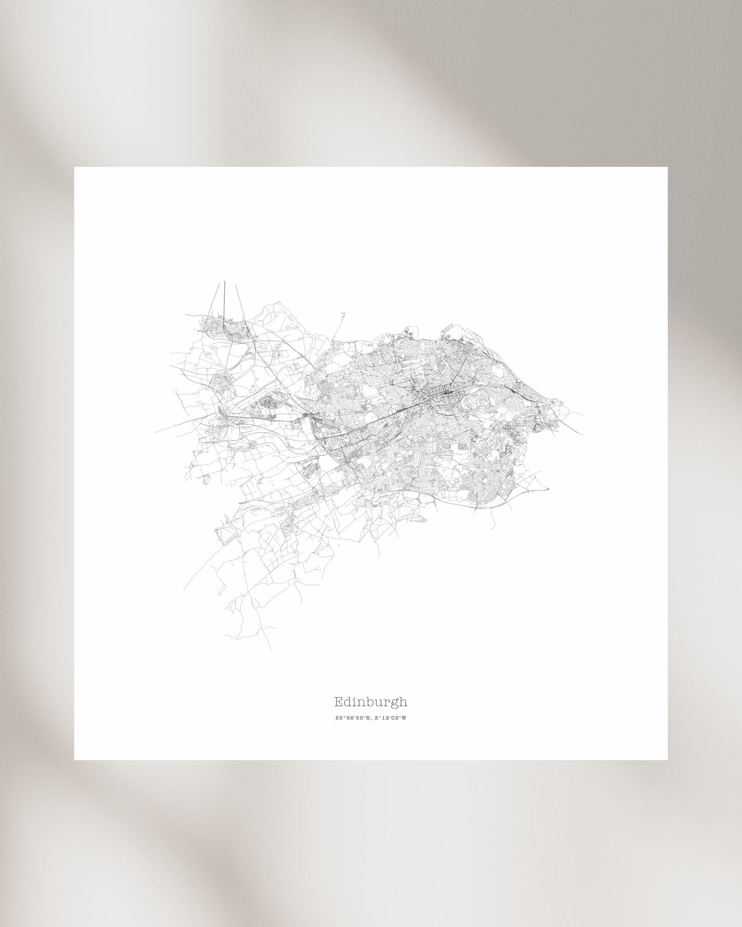 Edinburgh - Minimalist City Map - Fine Art Print - White