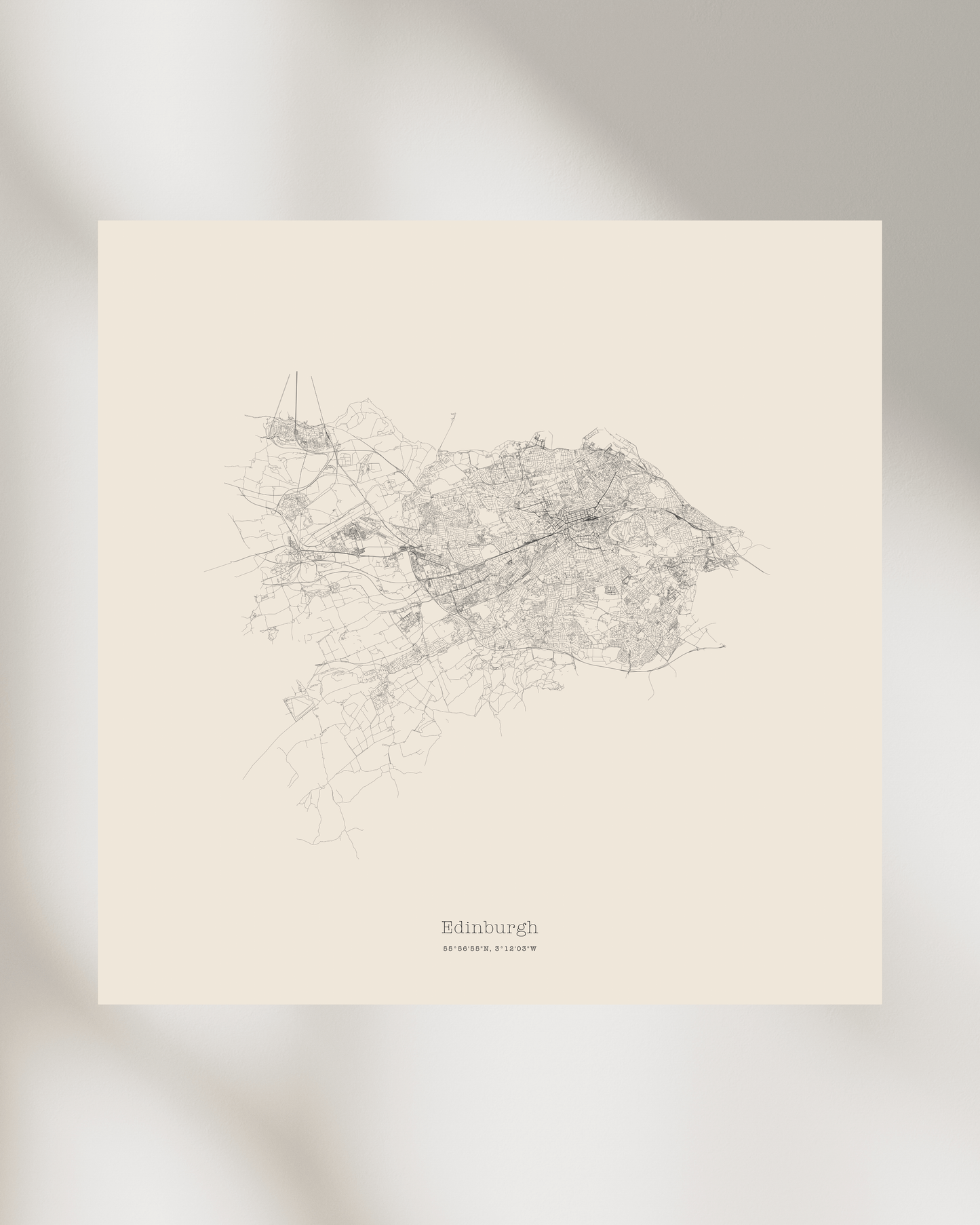 Edinburgh - Minimalist City Map - Fine Art Print - Taupe
