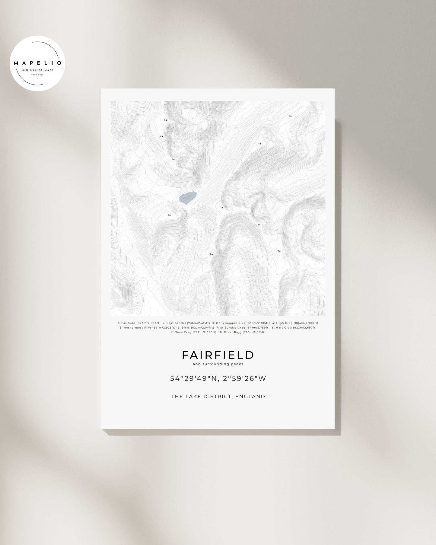 Fairfield & Surrounding peaks - Contour Map