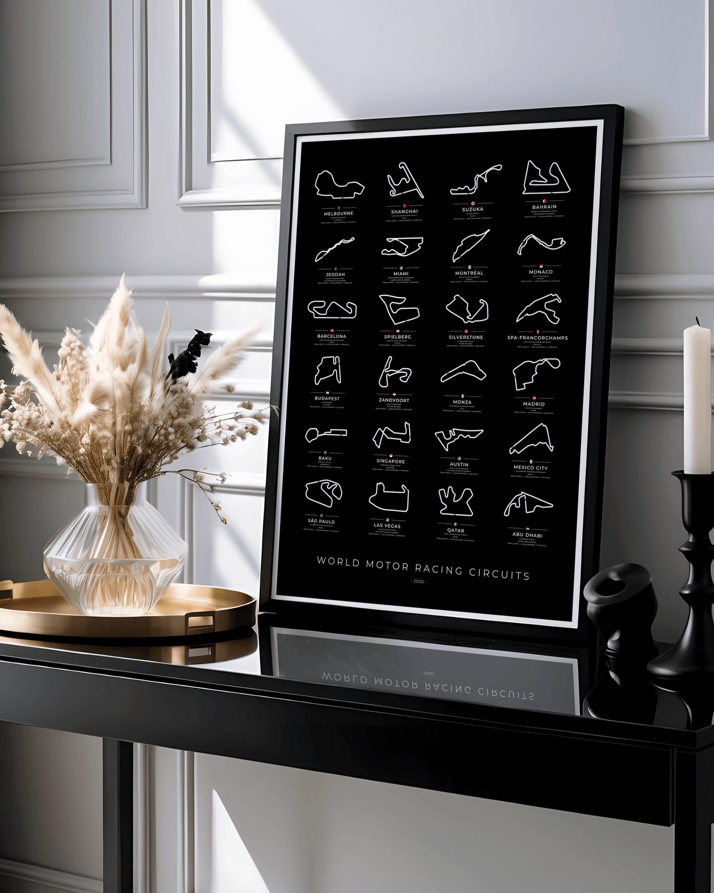 F1 World Motor Racing Circuit Maps Poster - 2026 season