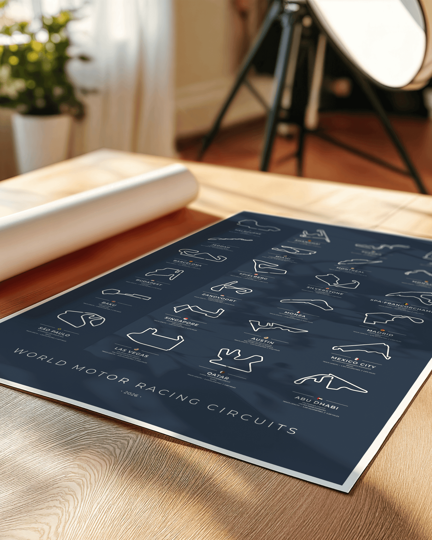 F1 World Motor Racing Circuit Maps Poster - 2026 season