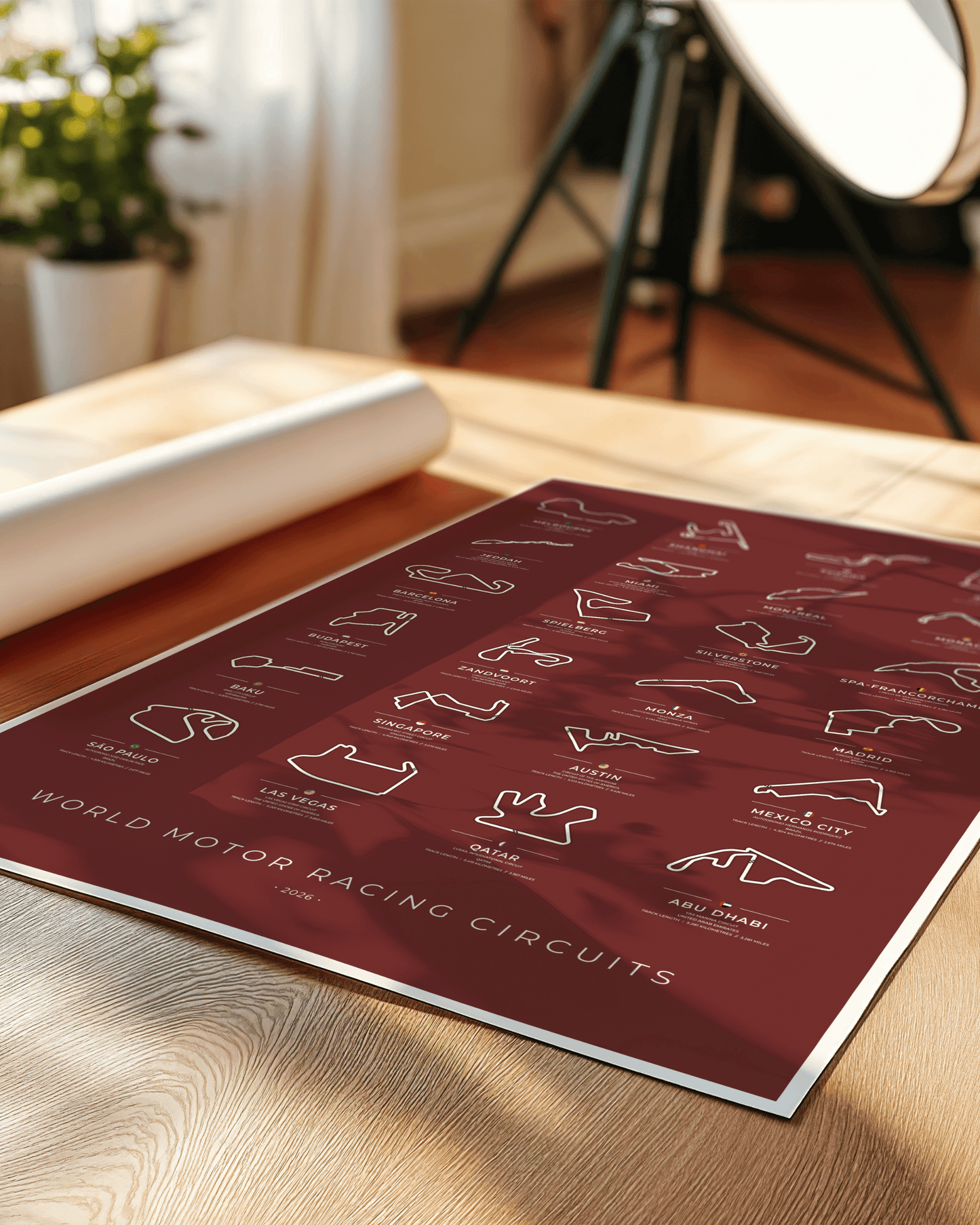 F1 World Motor Racing Circuit Maps Poster - 2026 season