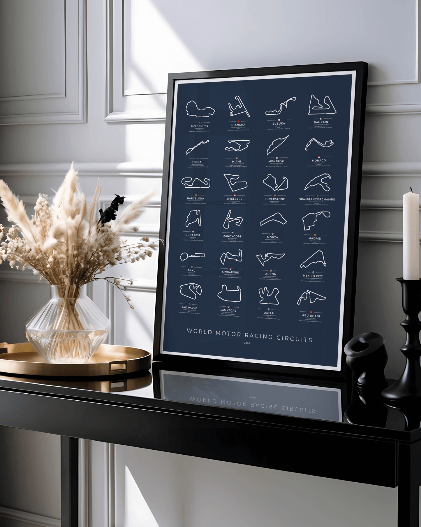 F1 World Motor Racing Circuit Maps Poster - 2026 season