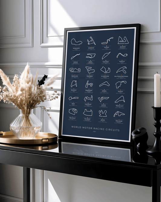 F1 World Motor Racing Circuit Maps Poster - 2026 season