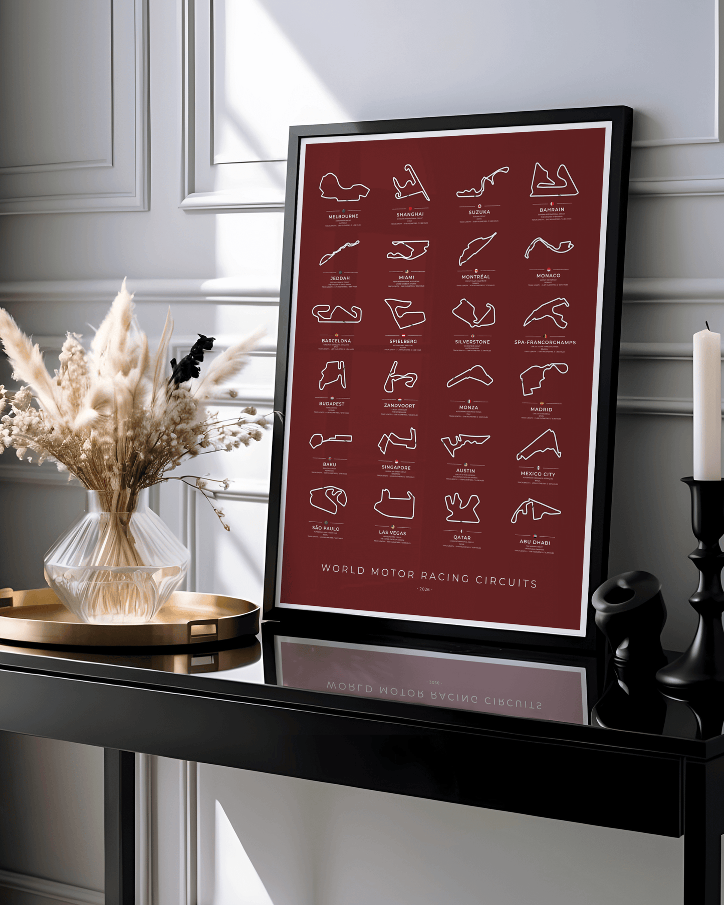 F1 World Motor Racing Circuit Maps Poster - 2026 season