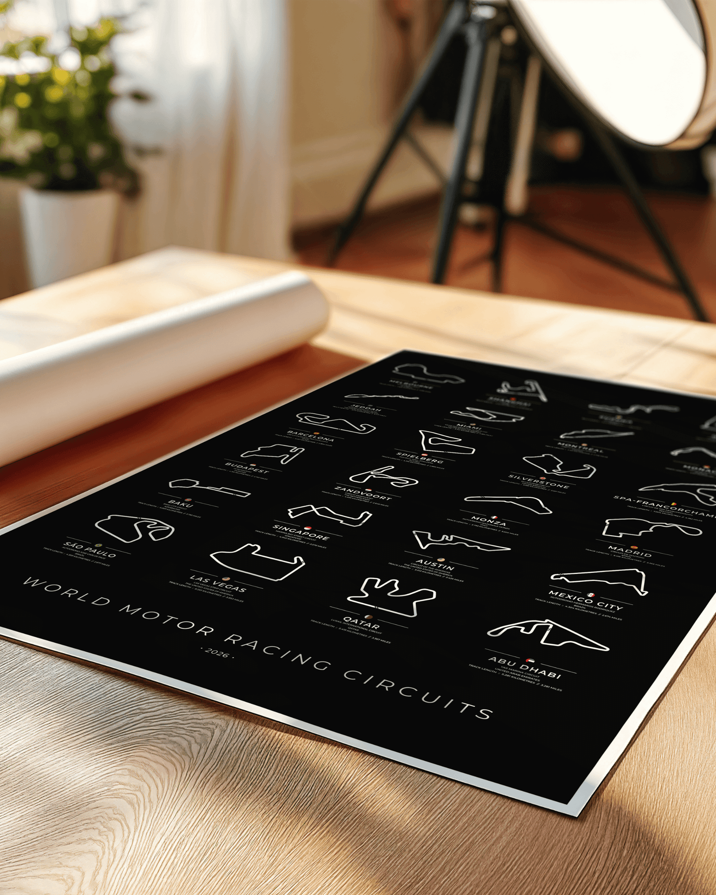 F1 World Motor Racing Circuit Maps Poster - 2026 season