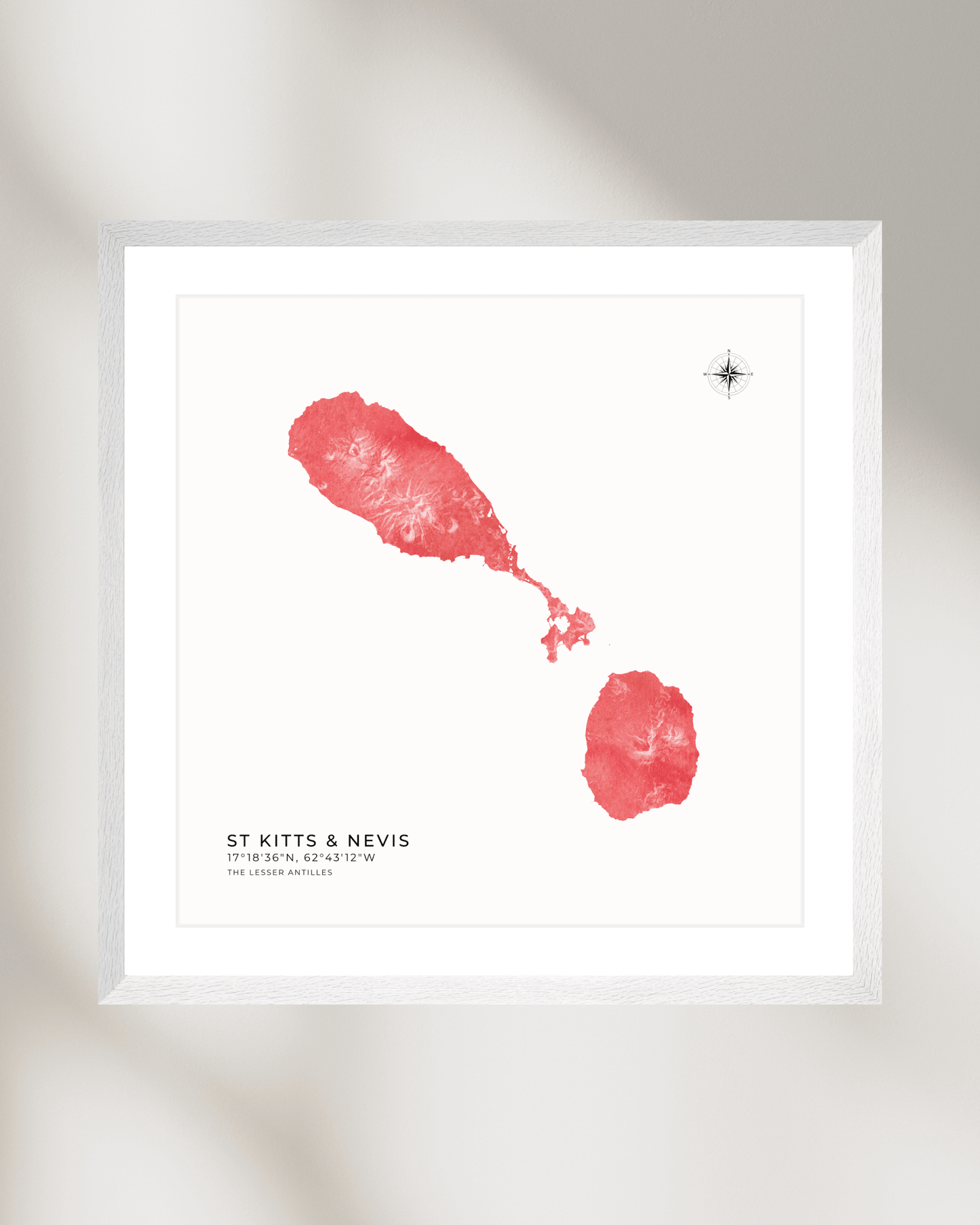 St Kitts & Nevis - Fine Art Watercolour Map