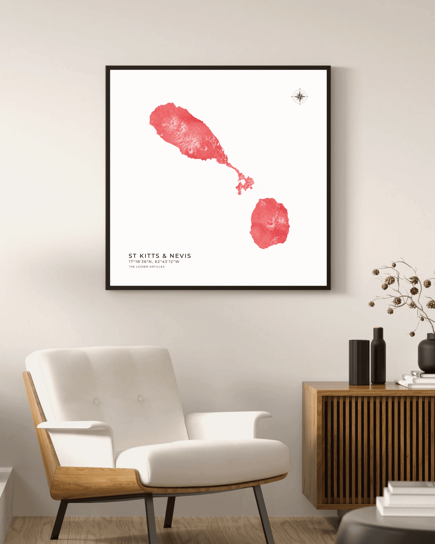 St Kitts & Nevis - Fine Art Watercolour Map