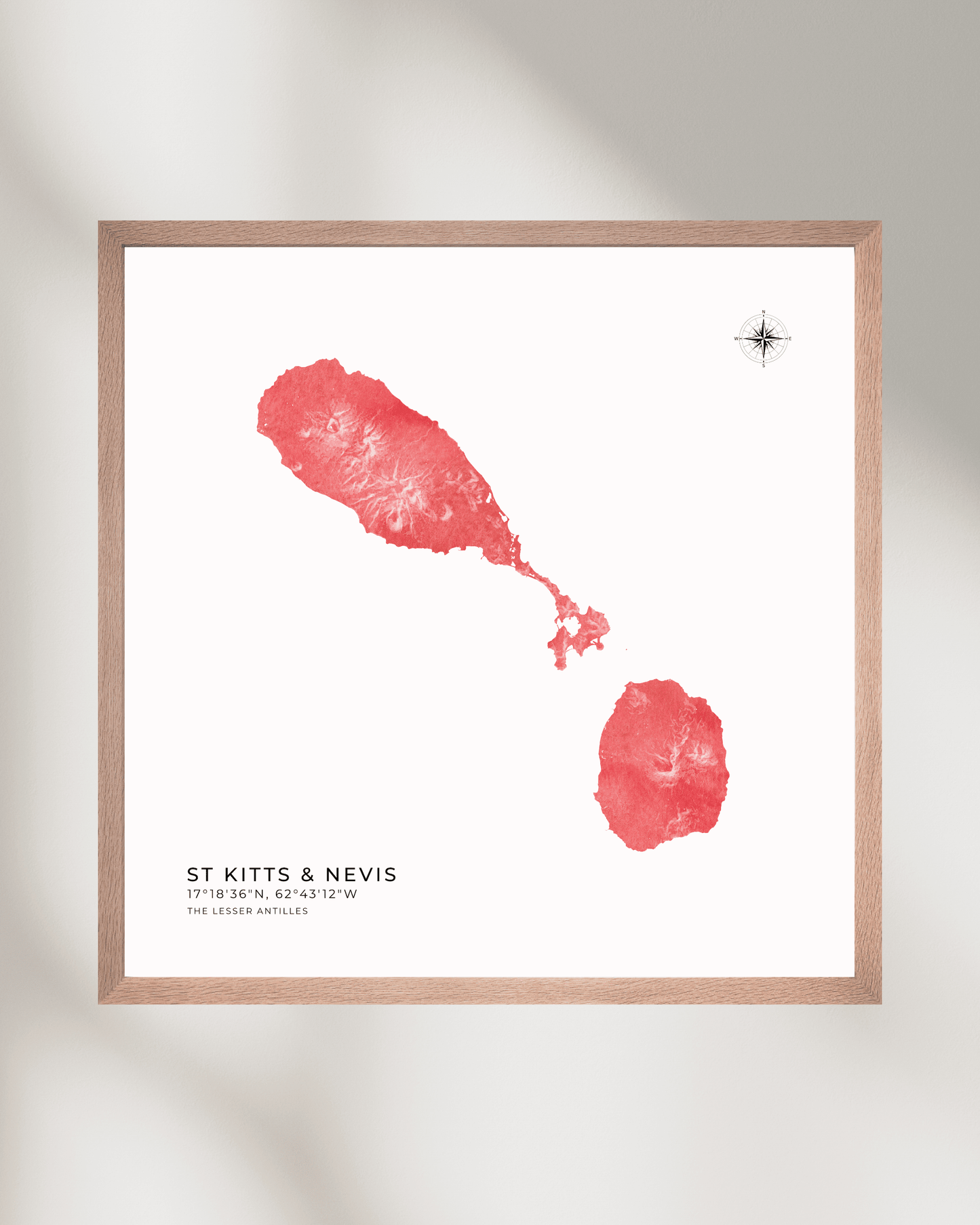 St Kitts & Nevis - Fine Art Watercolour Map