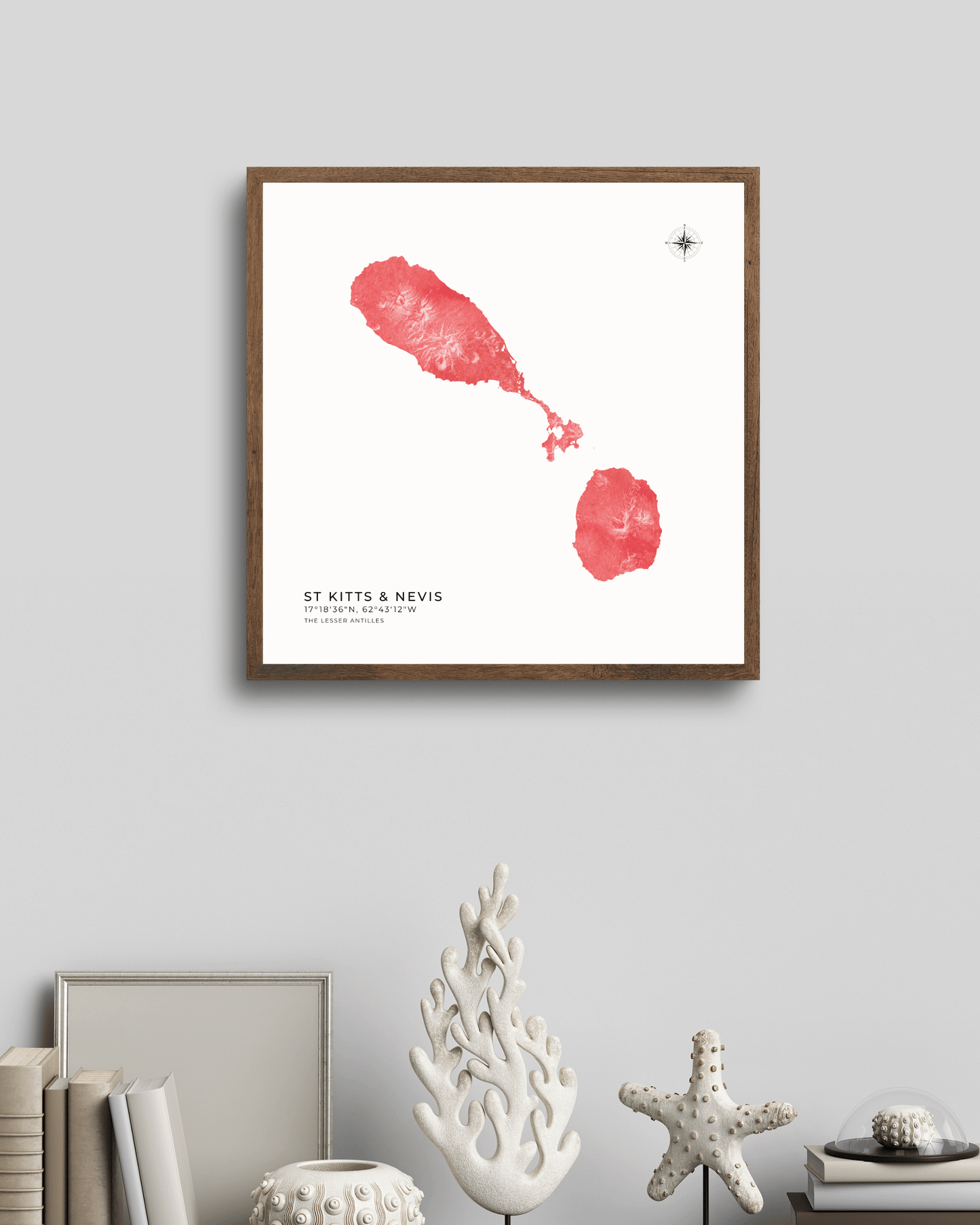 St Kitts & Nevis - Fine Art Watercolour Map