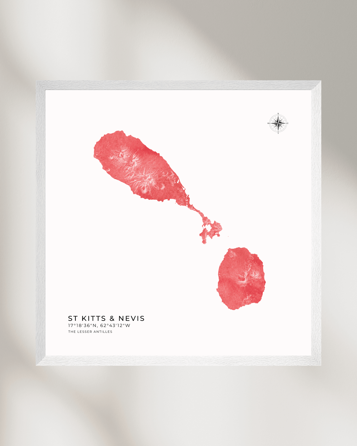 St Kitts & Nevis - Fine Art Watercolour Map