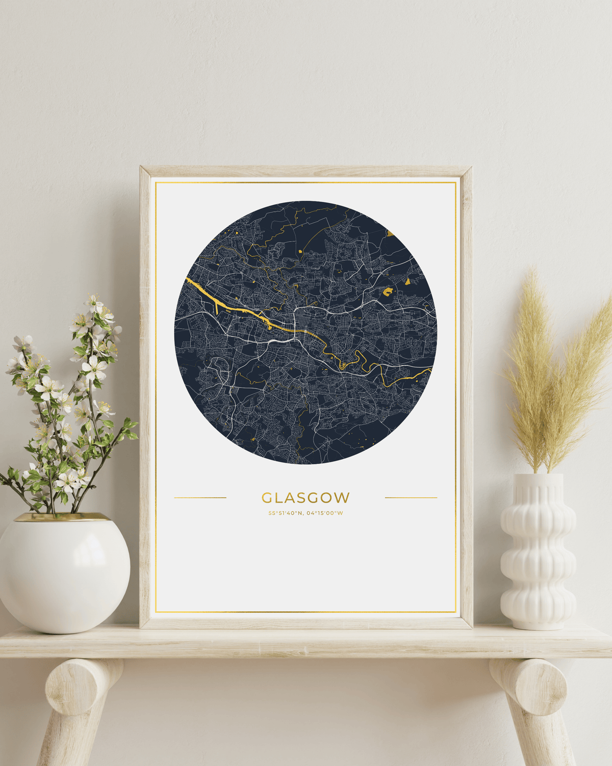 Glasgow - Gold Fine Art Map Print