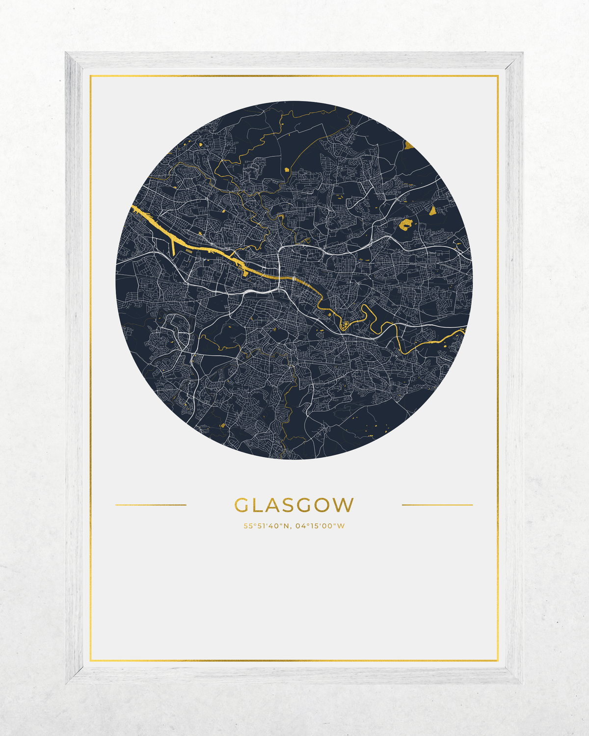 Glasgow - Gold Fine Art Map Print