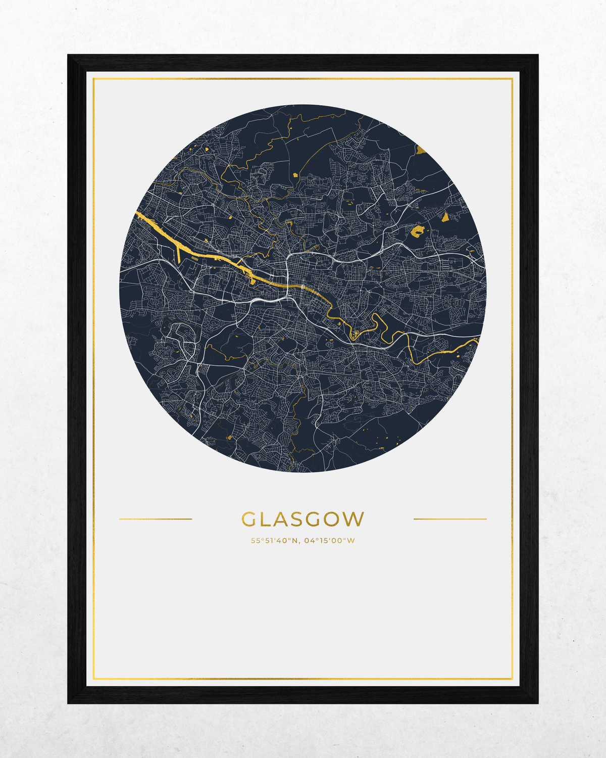 Glasgow - Gold Fine Art Map Print
