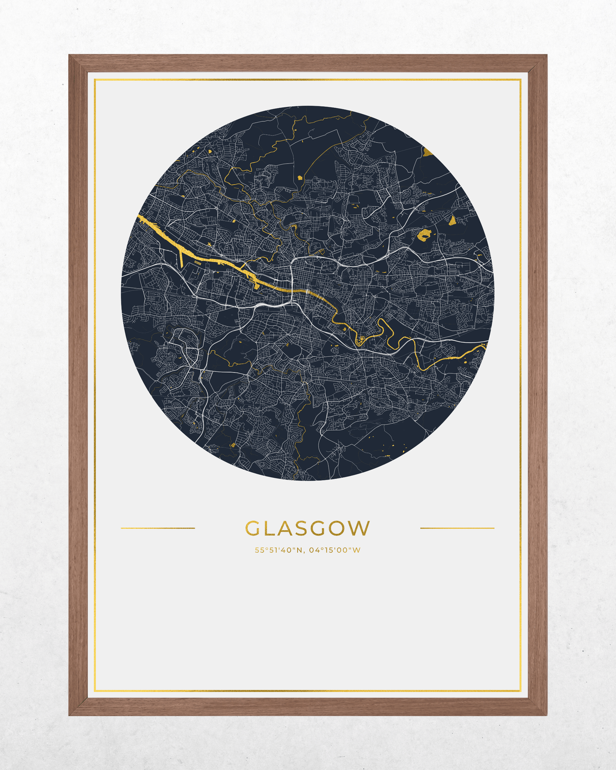 Glasgow - Gold Fine Art Map Print
