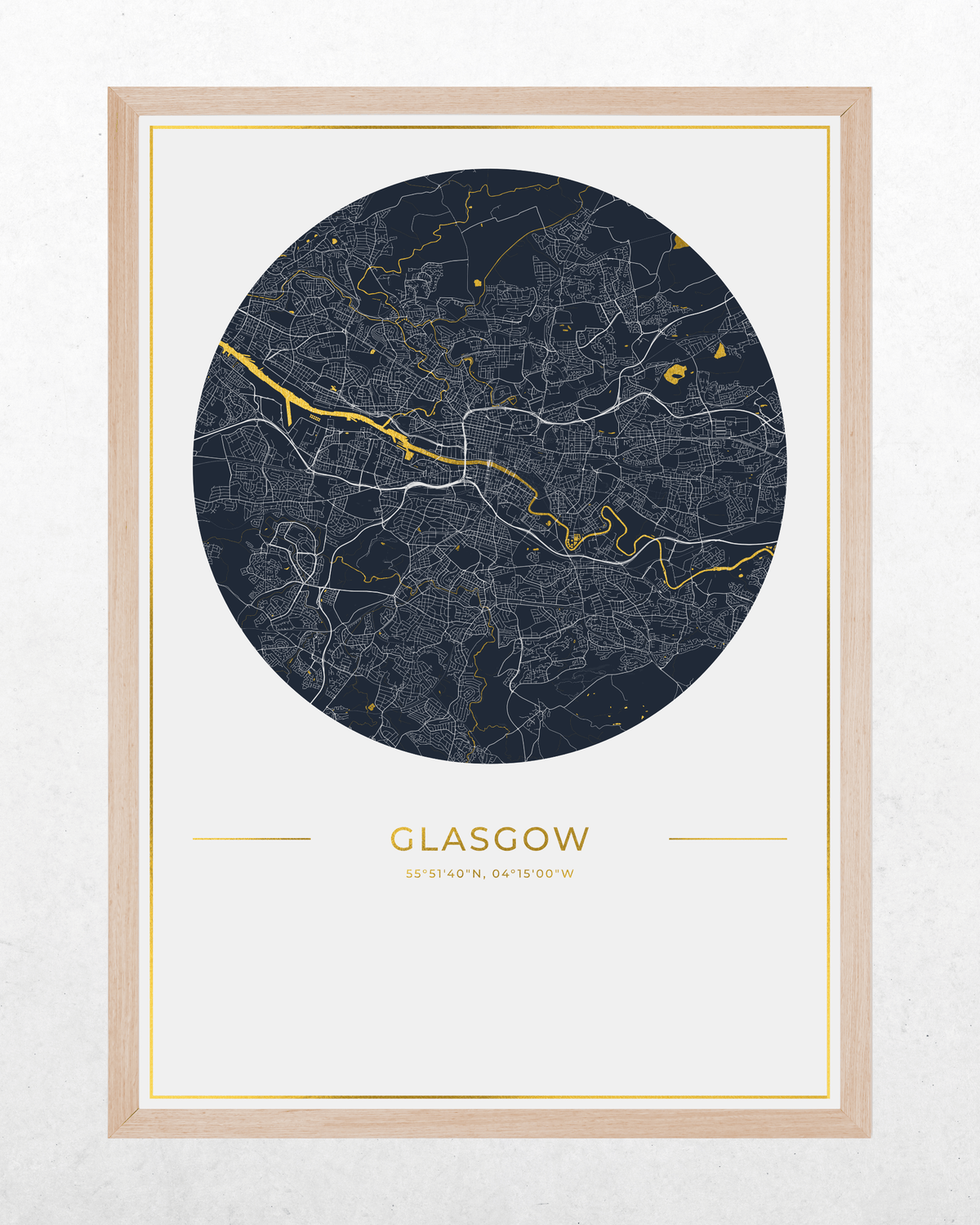 Glasgow - Gold Fine Art Map Print