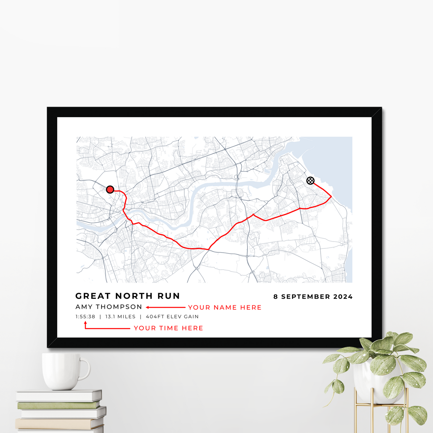 Great North Run 2024 - personalised map print