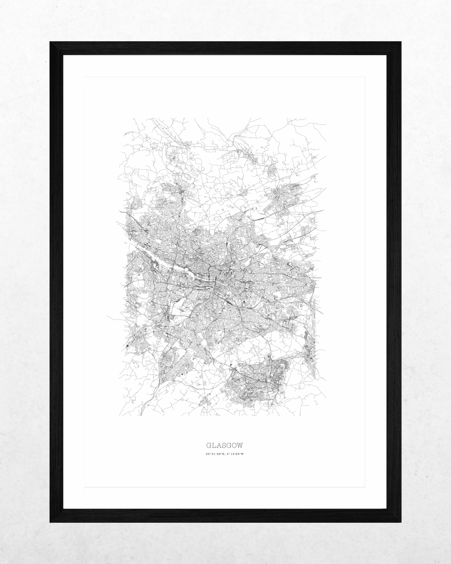 Glasgow - Minimalist City Map - Fine Art Print - White