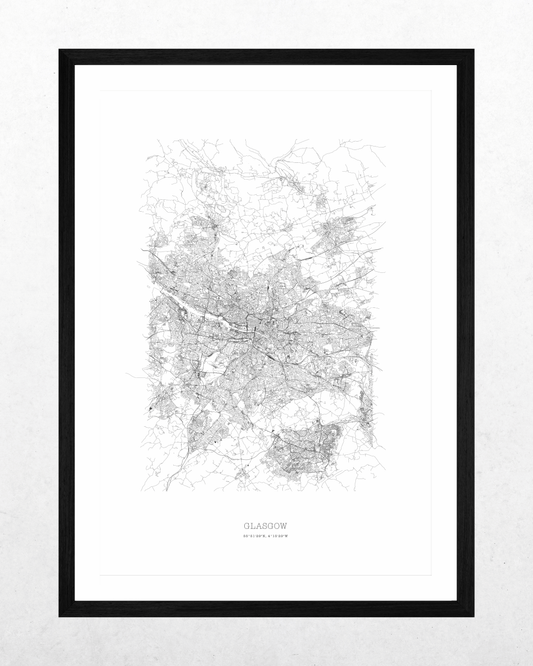 Glasgow - Minimalist City Map - Fine Art Print - White