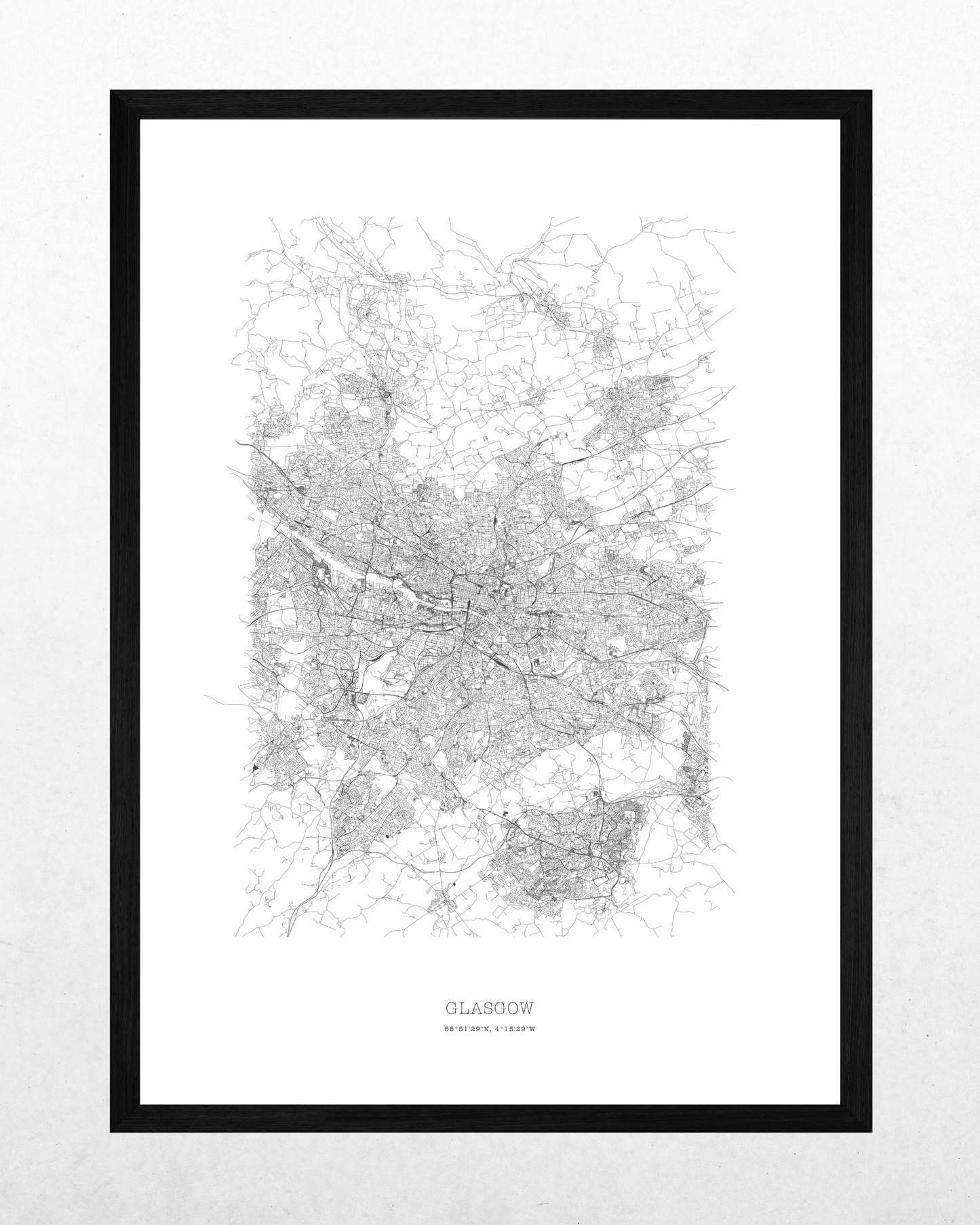 Glasgow - Minimalist City Map - Fine Art Print - White