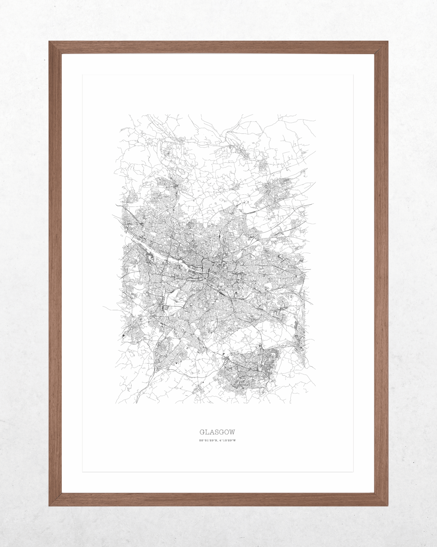 Glasgow - Minimalist City Map - Fine Art Print - White