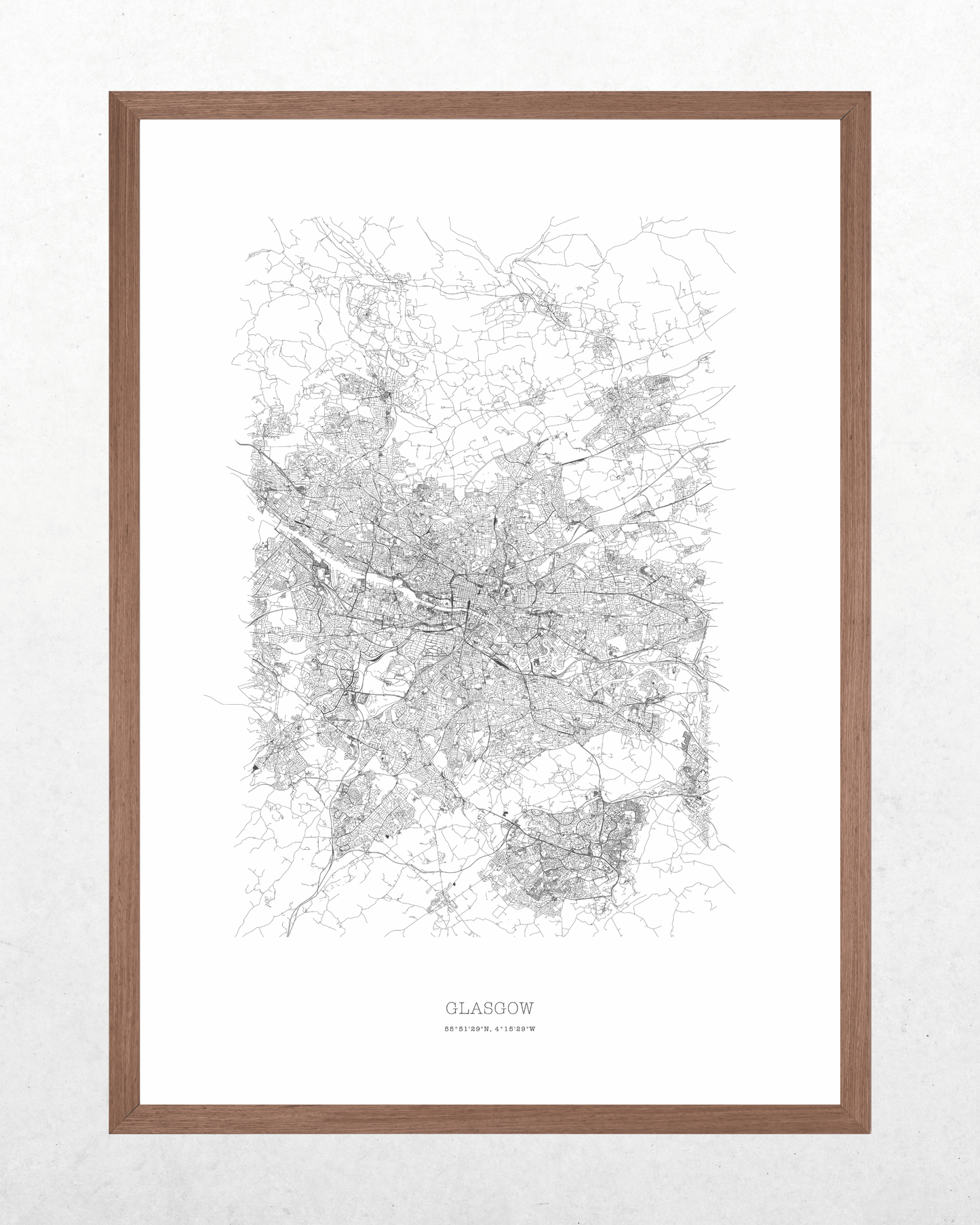 Glasgow - Minimalist City Map - Fine Art Print - White